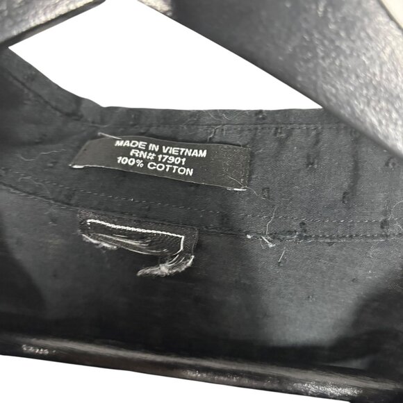 Cinch Black Swiss Dot Long Sleeve Pearl Button Up Top Large - Picture 4 of 7